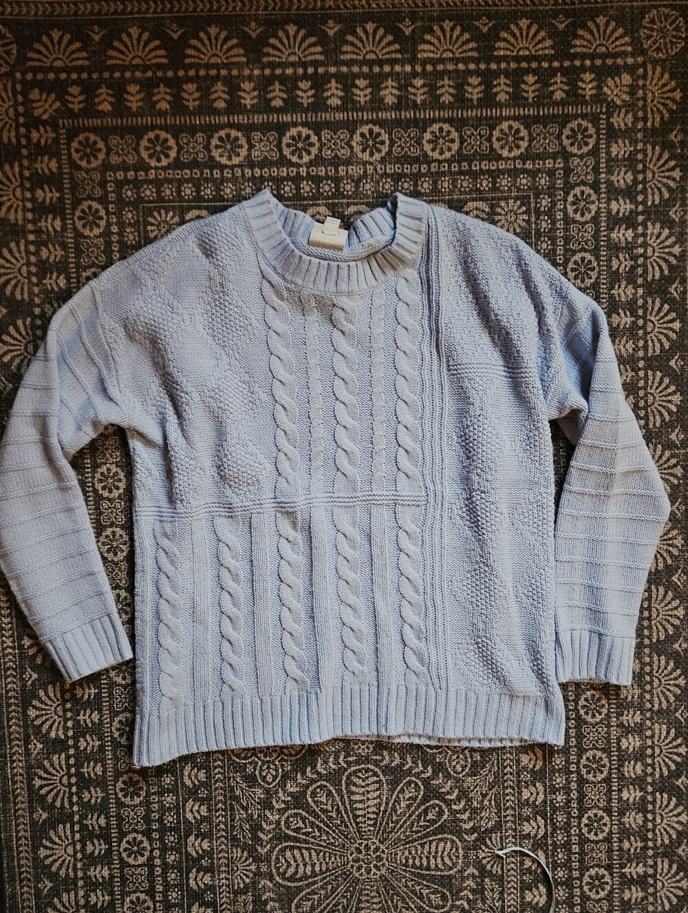 St. John's Bay Pale Blue Cable-Knit Crewneck Sweater